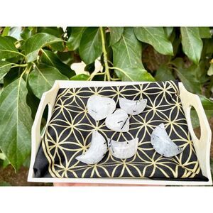 Tourmalinated Quartz Heart or Moon Carving